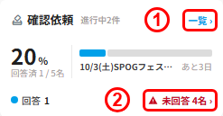 確認依頼カードの一覧・未回答へのリンク