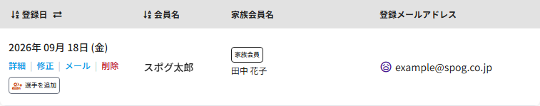 会員一覧画面